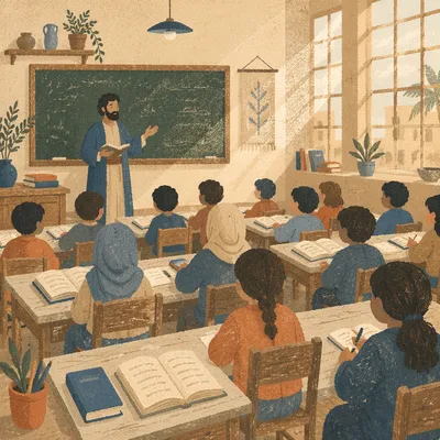 Calm Classroom Learning with Students and Teacher