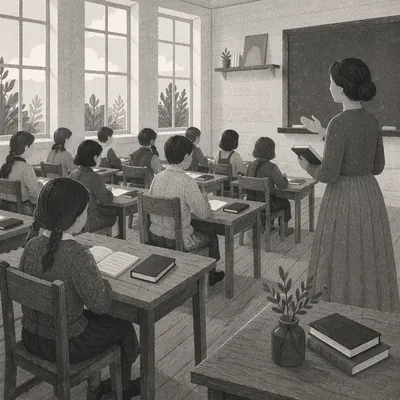 Vintage Classroom Learning in Soft Monochrome