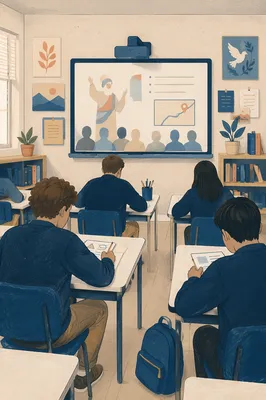 Focused Students in Modern Classroom Learning