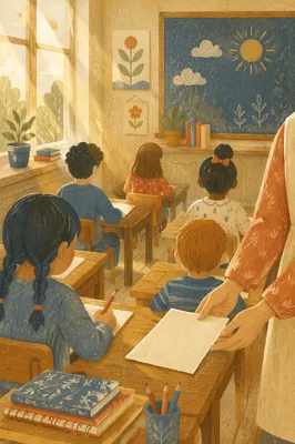 Morning Learning in a Bright Classroom