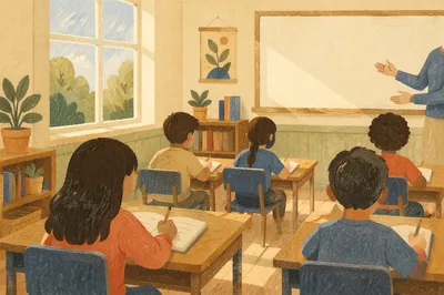 Calm Morning Classroom Learning Scene