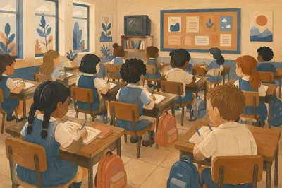 Calm Sepia Classroom Learning Scene