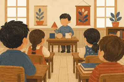 Calm Classroom Learning in Bright School Hall