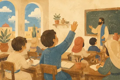 Curious Students Learning in Sunlit Classroom