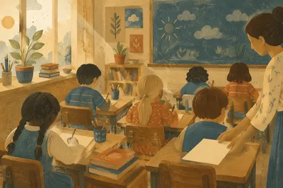Hopeful Morning Learning in Elementary Classroom
