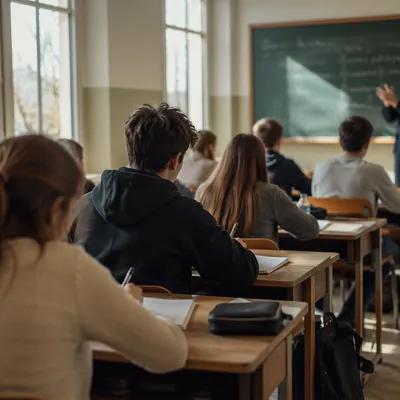 Students Learning in Sunlit Classroom