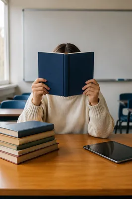Focused Student Reading in Modern Classroom