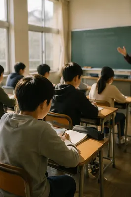 Focused Students Learning in Sunlit Classroom