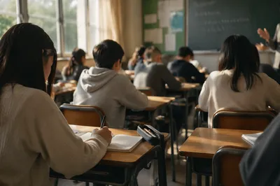 Calm Classroom Learning With Students at Desks
