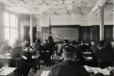 Vintage Classroom Lecture With Attentive Students