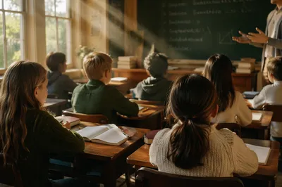 Hopeful Classroom Learning in Morning Sunlight