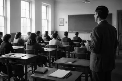 Vintage Classroom Students Learning in Soft Light