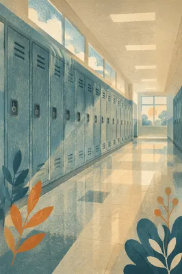 Quiet School Hallway with Locker Rows