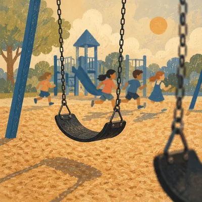 School Playground Swings at Recess