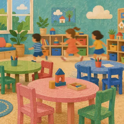 Colorful Preschool Recess Play Area