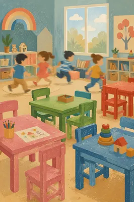 Colorful Preschool Recess Play Area Scene