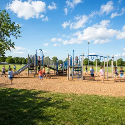 Children Running at School Playground Recess