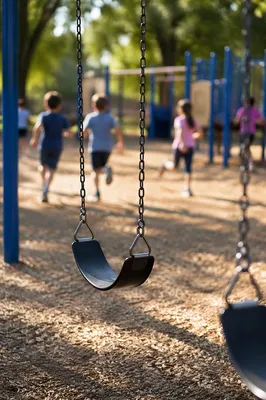 Empty Playground Swings During School Recess