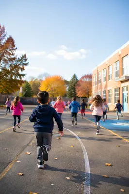 Autumn School Playground Recess Running Children