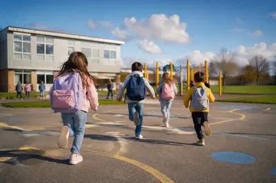 Children Running at School Recess