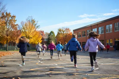 Autumn School Playground Recess Running Children