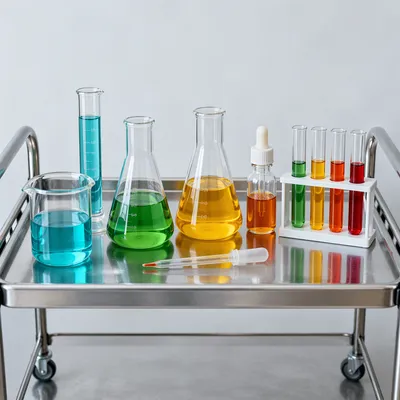Colorful Science Lab Glassware Still Life