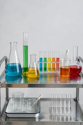 Colorful Science Lab Glassware Still Life
