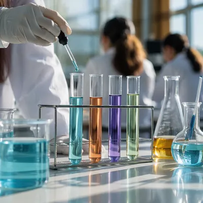 Colorful Science Lab Beakers and Test Tubes