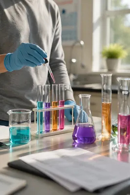 Colorful Science Lab Beakers and Test Tubes