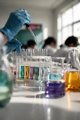 Colorful Science Lab Beakers and Test Tubes