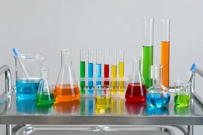 Colorful Science Lab Glassware Still Life