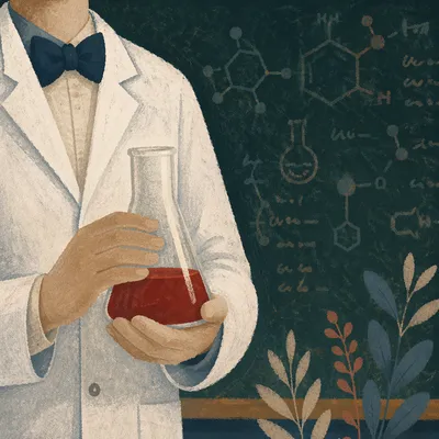 Chemistry Beaker in Classroom Lab Scene