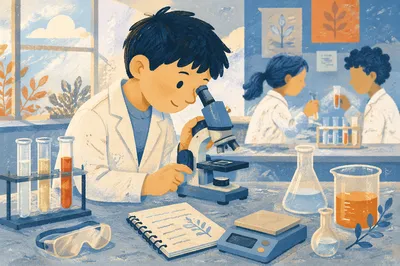 Chemistry Beaker Experiment in Classroom Lab