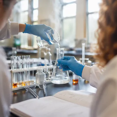 Students Conducting Chemistry Experiment in School Lab