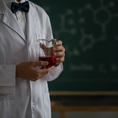 Student Holding Beaker in Chemistry Lab
