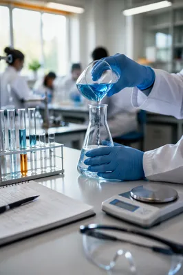 Chemistry Lab Beaker Experiment in Classroom