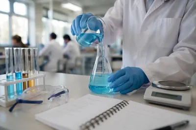 Chemistry Lab Beaker Experiment in Classroom