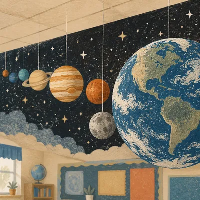 Handmade Solar System Classroom Ceiling Display