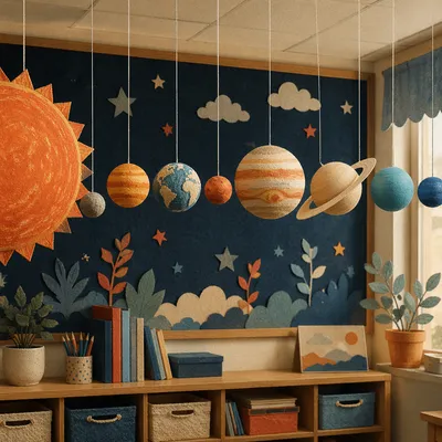 Handmade Solar System Classroom Ceiling Display