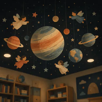 Handmade Solar System Classroom Ceiling Display