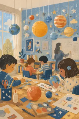 Handmade Solar System Classroom Ceiling Display
