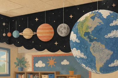 Handmade Solar System Classroom Ceiling Display
