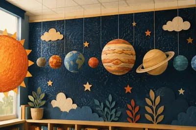 Handmade Solar System Classroom Ceiling Display