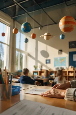 Hanging Solar System Classroom Learning Scene