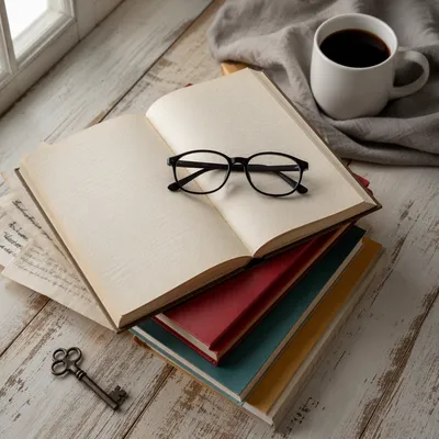 Colorful Books and Coffee Study Desk