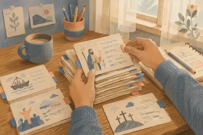 Morning Flashcard Study Desk Preparation