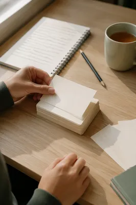 Flashcards and Desk for Exam Revision
