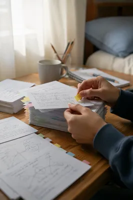 Flashcards Study Desk Before Exam Morning