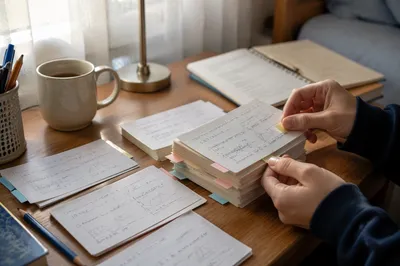 Flashcards Study Desk Before Exam Morning
