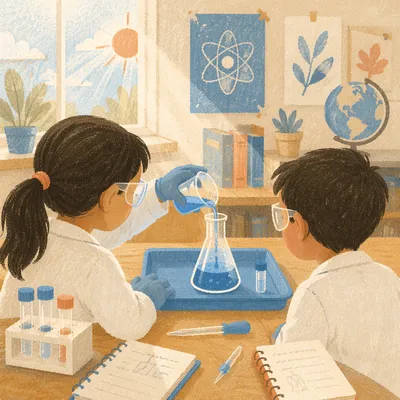 Kids STEM Lab Experiment Classroom Scene